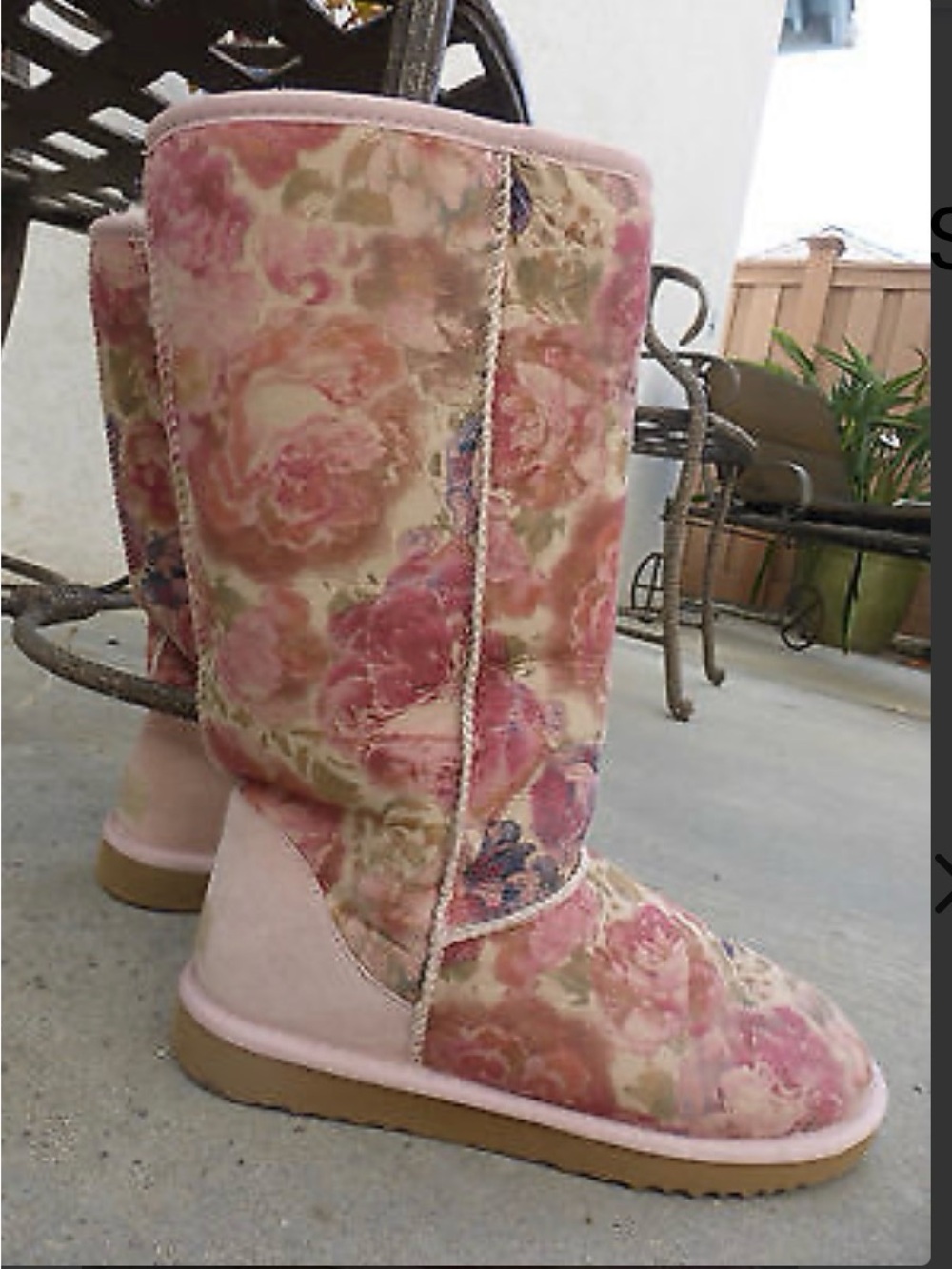 Rare UGG Australia Vintage Classic Tall Romantic Flower Rose Boots Pink Size 6
